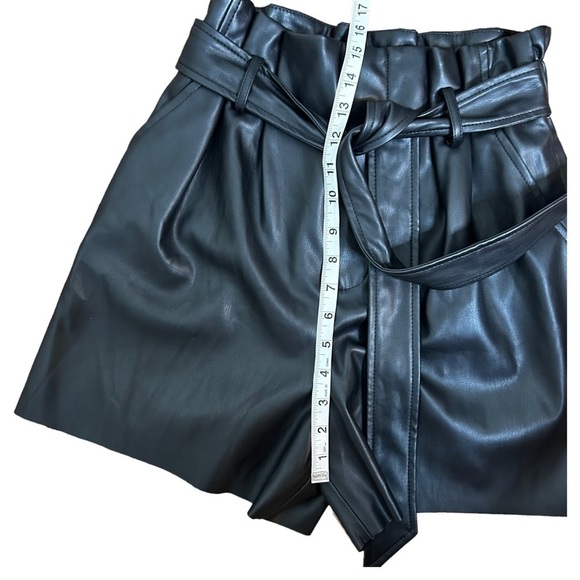 Zara Faux Leather Paper Bag Tie Waist Shorts - Picture 12 of 13